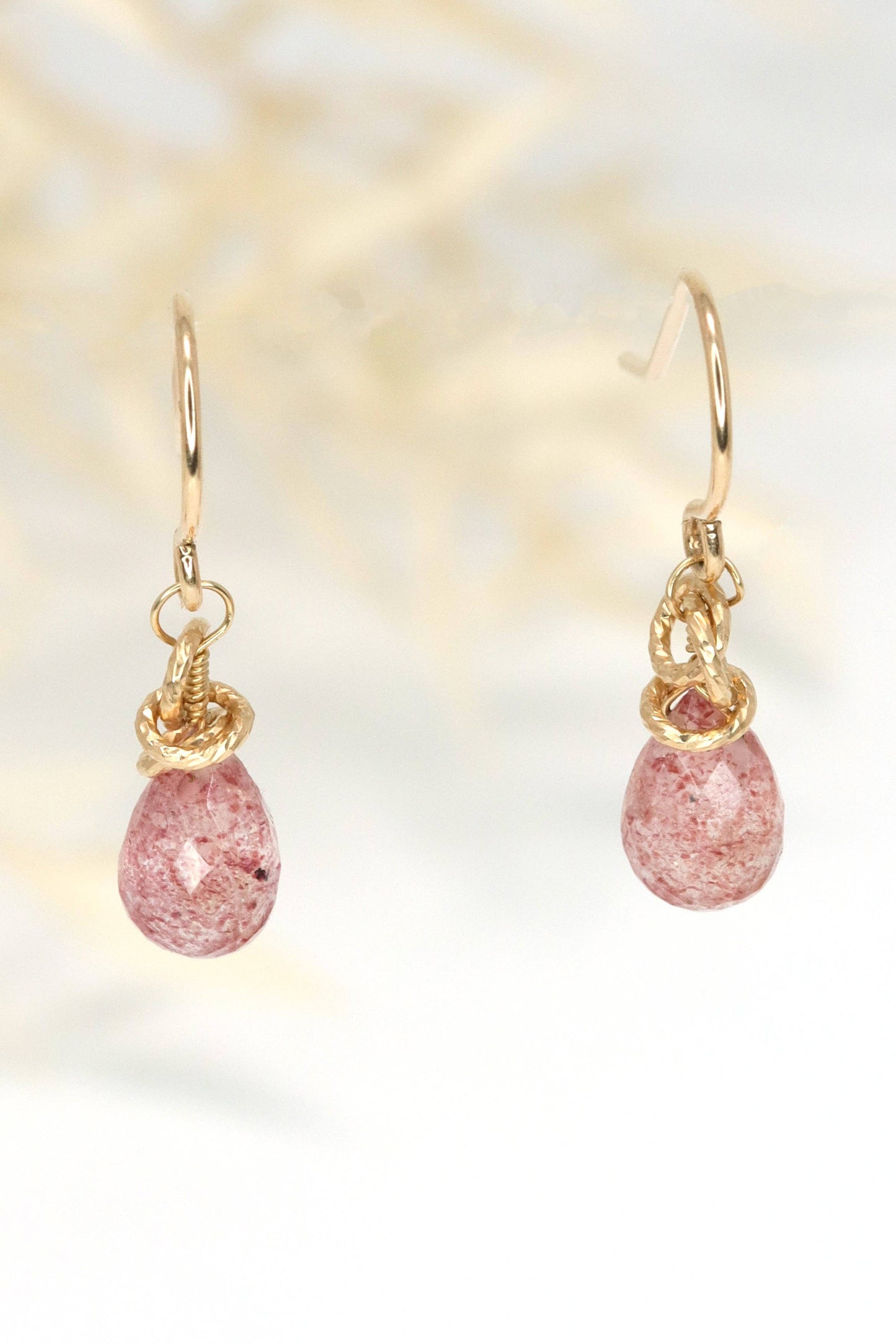 Petite Strawberry Quartz Drop Earrings
