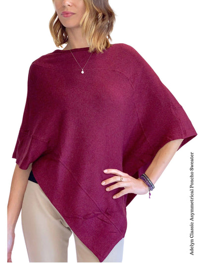 Poncho Jersey Sweater Garnet Red / Asymmetrical