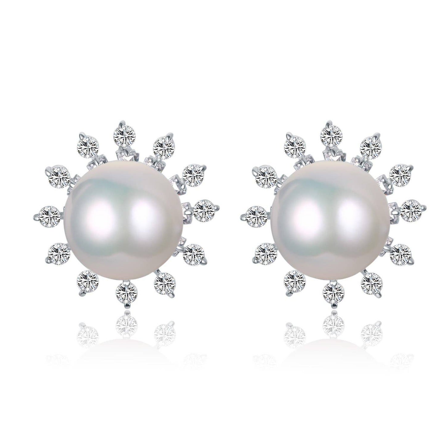 Sun Spoke Edison Pearl Stud Earrings