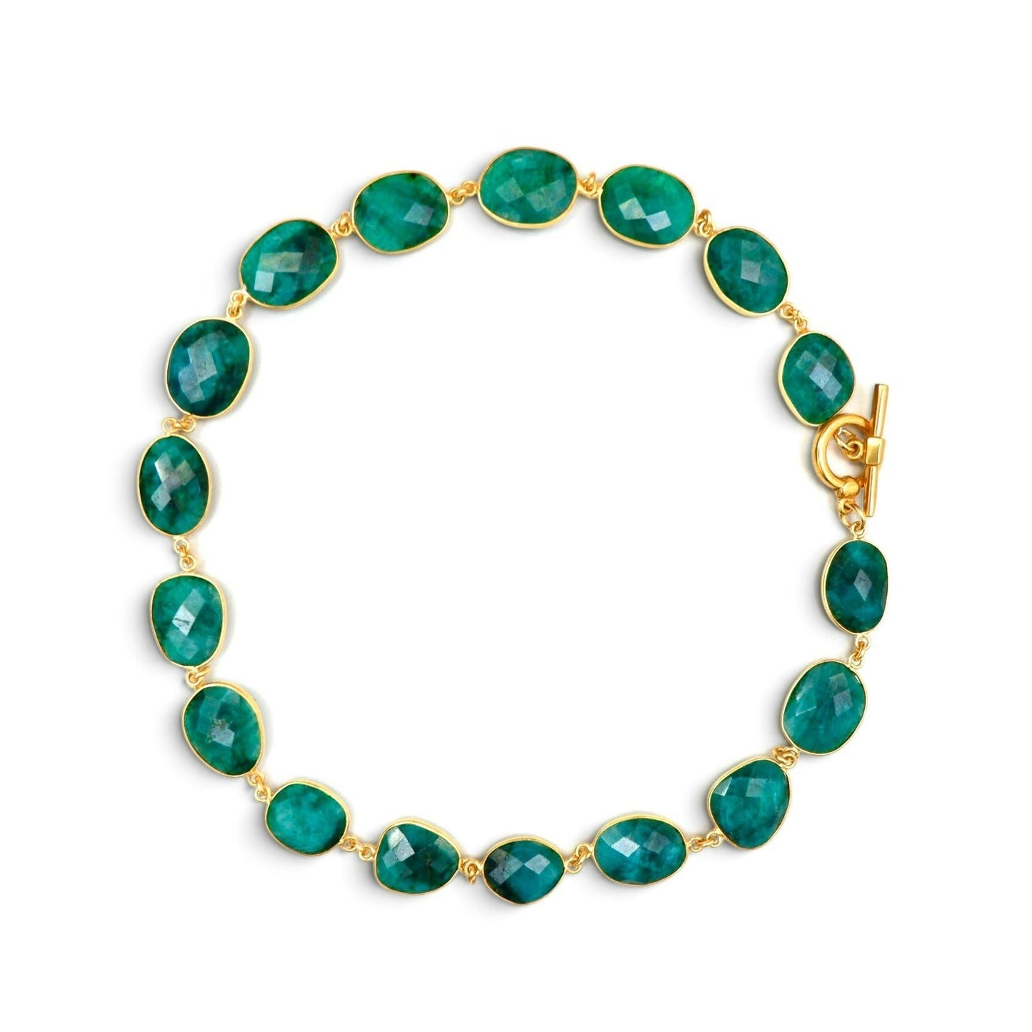 Faceted Emerald Bezel-Set Toggle Necklace