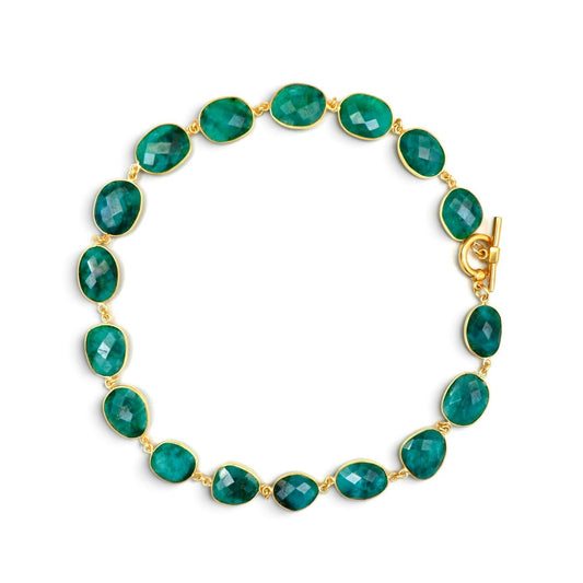 Faceted Emerald Bezel-Set Toggle Necklace