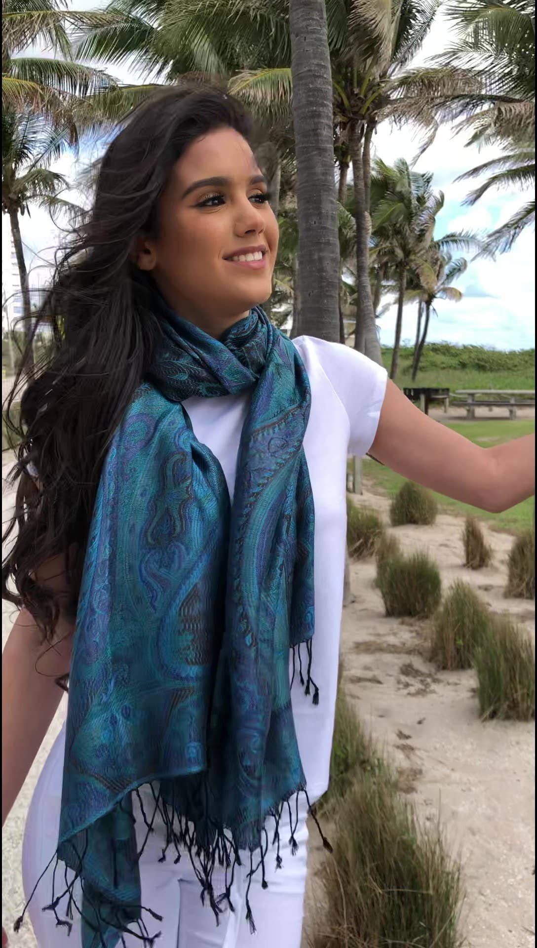 Blue Jamawar Pashmina Scarf