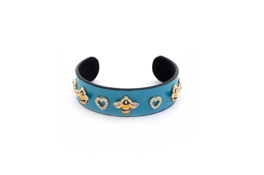 Bee Heart Charm Cuff Bracelet