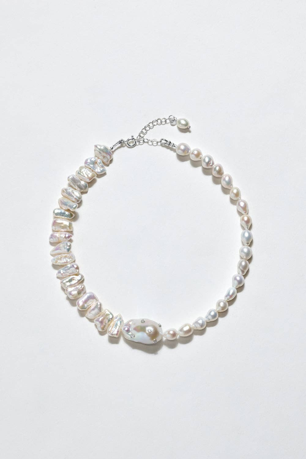 Baroque Pearl Necklace with Gold Zircons