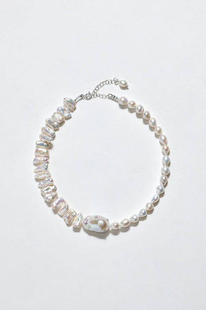 Baroque Pearl Necklace with Gold Zircons