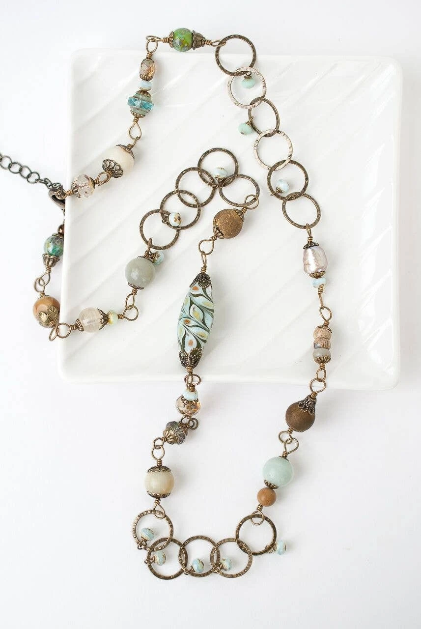 Glass & Gemstone Collage Necklace