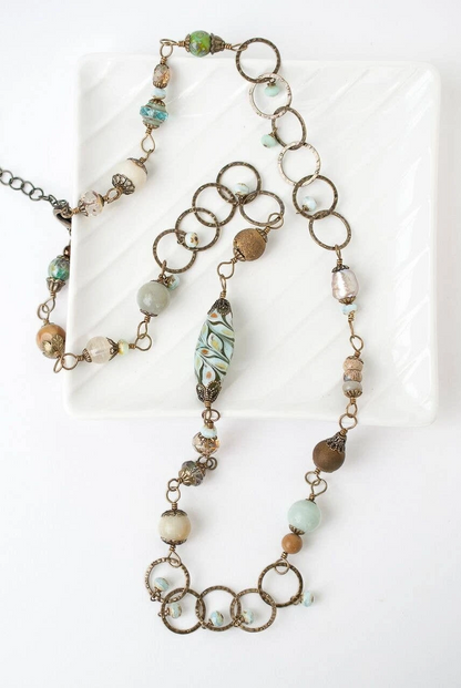 Glass & Gemstone Collage Necklace
