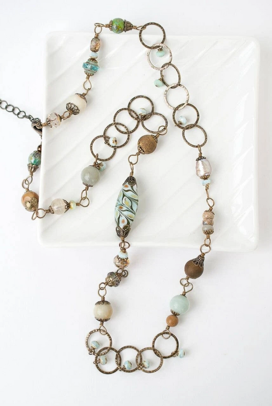 Glass & Gemstone Collage Necklace
