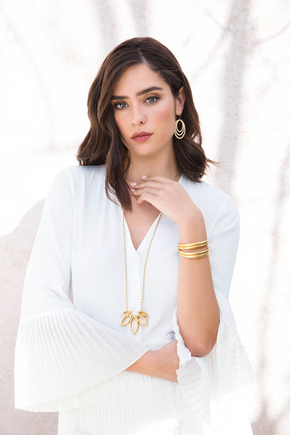 Long Plated Leaf Necklace