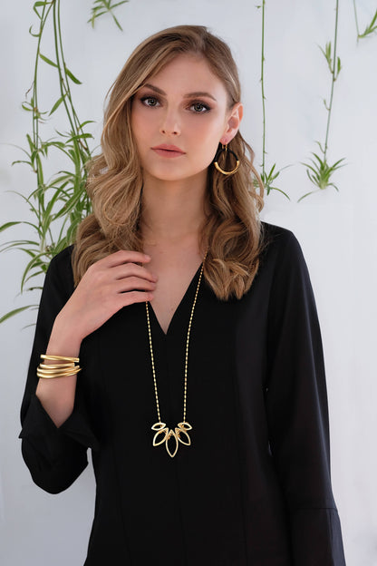Long Plated Leaf Necklace