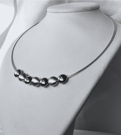Sterling Silver Orb Collar Necklace