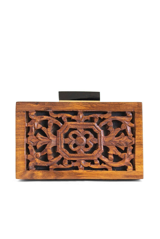 Carved Wooden Box Bag