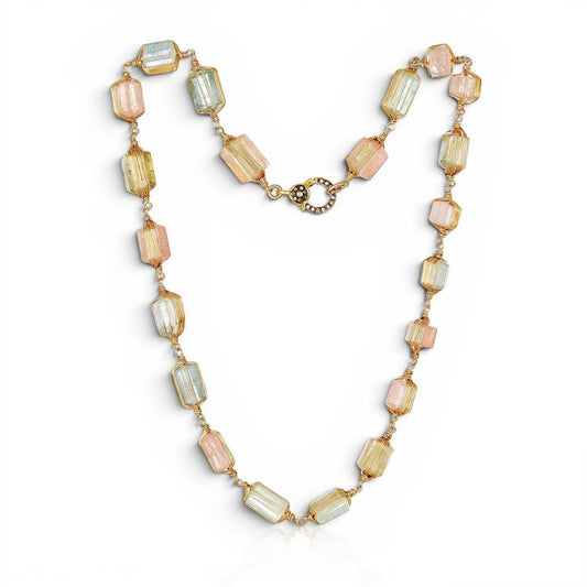 Emma Rainbow Aquamarine Diamond Lock Necklace