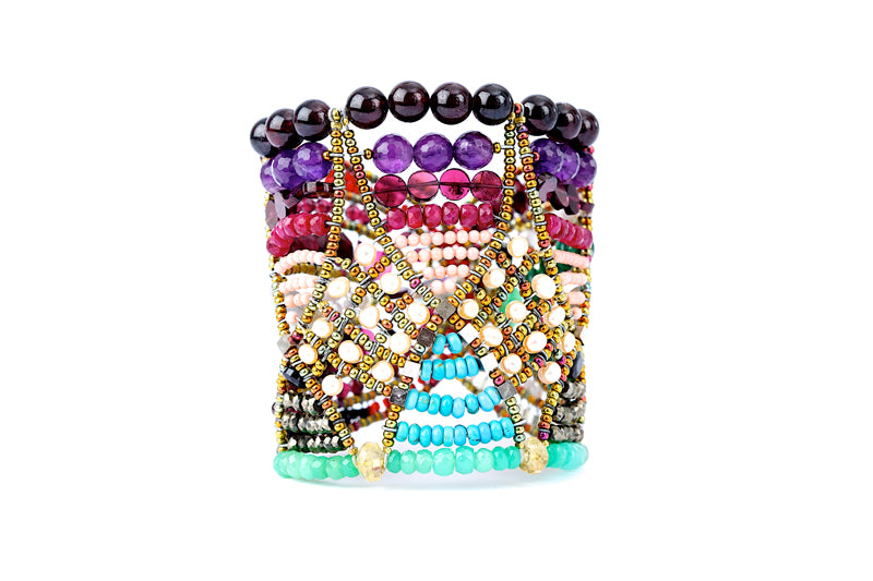 Ziio’s Multi-color Statement Cuff Bracelet “Jardin de Paradis”