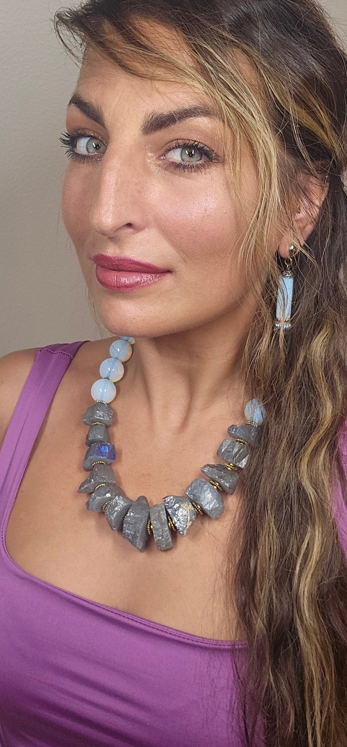 Pyrite & Opalite Wreath Necklace by Masha Archer