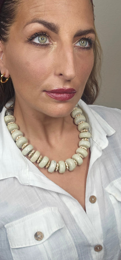 Masha Archer’s White Jade Wreath Necklace