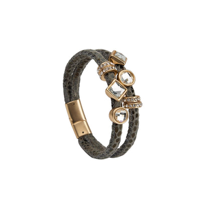 Bling Charm Leather Scale Bracelet
