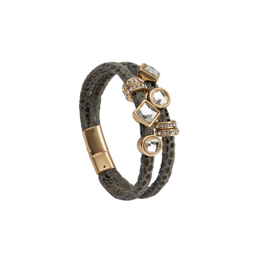 Bling Charm Leather Scale Bracelet