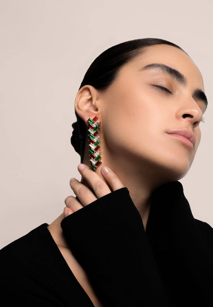 Red, White & Green Geometric Earrings
