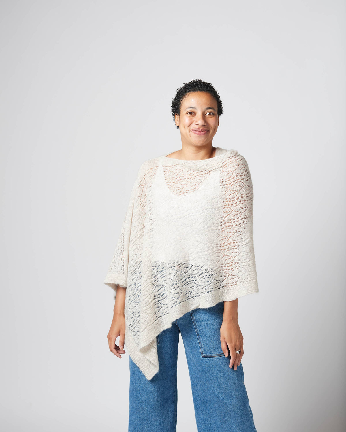 'Tuscan Wedding Poncho', Mohair Blend in Off White