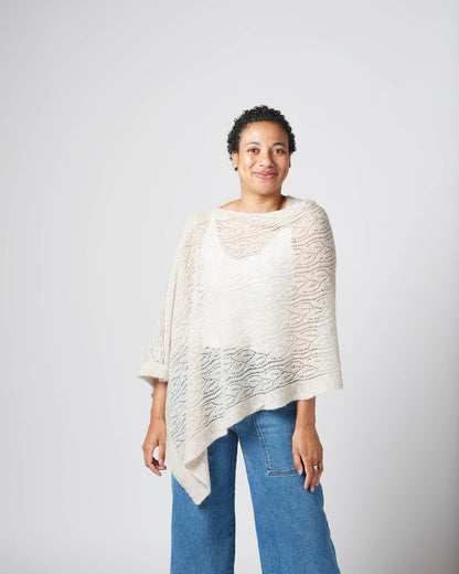 'Tuscan Wedding Poncho', Mohair Blend in Off White