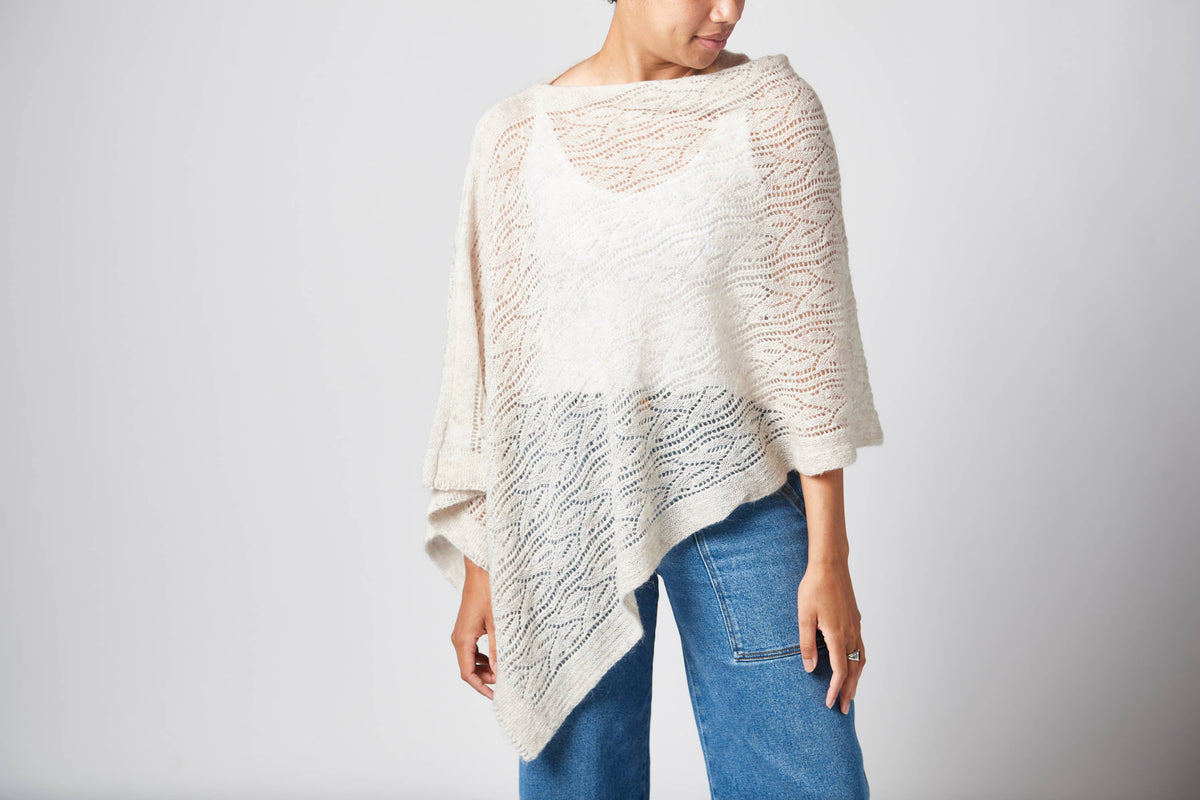'Tuscan Wedding Poncho', Mohair Blend in Off White