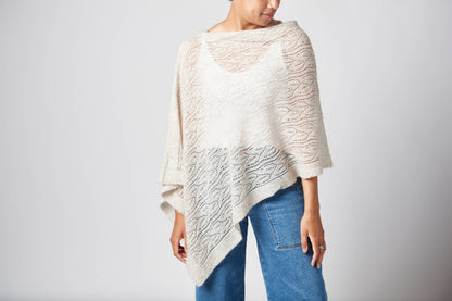 'Tuscan Wedding Poncho', Mohair Blend in Off White