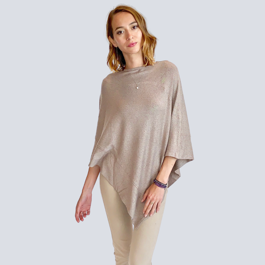Jersey Poncho Sweater in Oakmeal / Asymmetrical