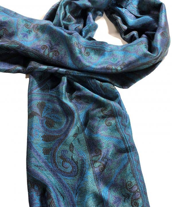 Blue Jamawar Pashmina Scarf