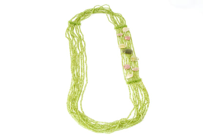 Green Peridot Necklace with Pink & Yellow Sapphires