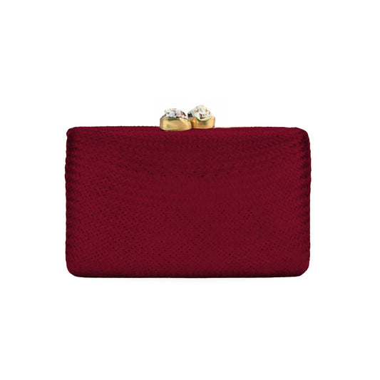 Cherry Red Rectangle Clutch by LIKHÂ
