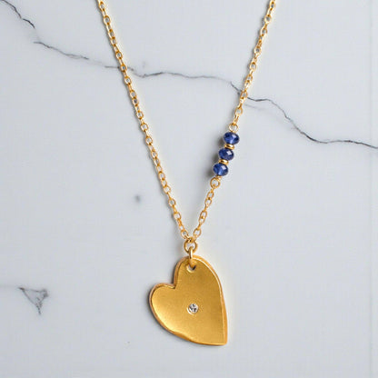 Heart of Gold Diamond & Sapphire Necklace