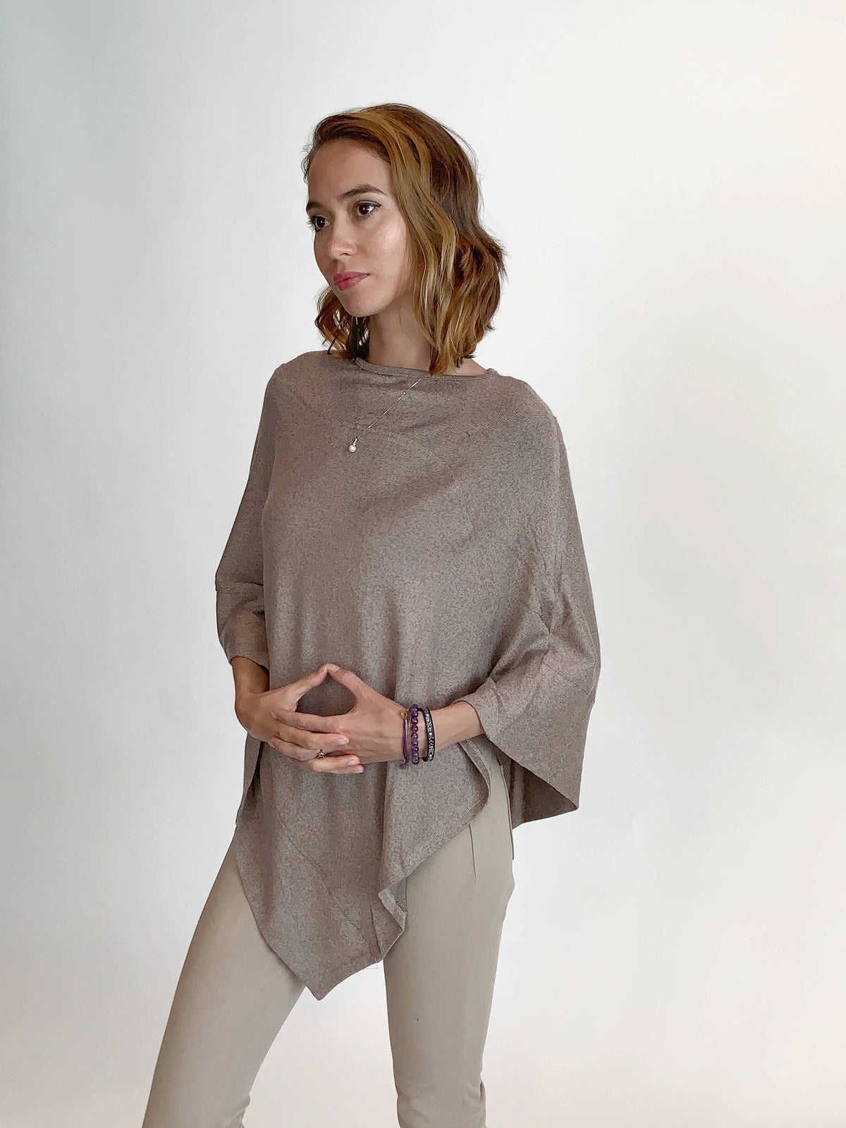 Poncho Jersey Sweater Garnet Red / Asymmetrical