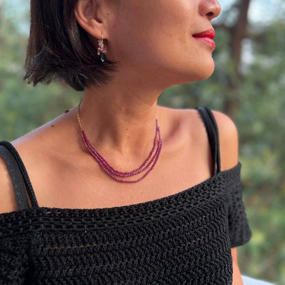 Three Strand Ruby Necklace