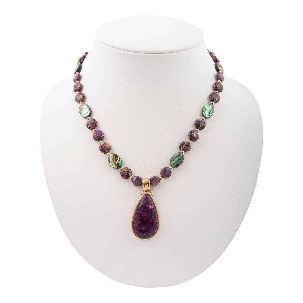 Purple Turquoise Golden Pendant Necklace