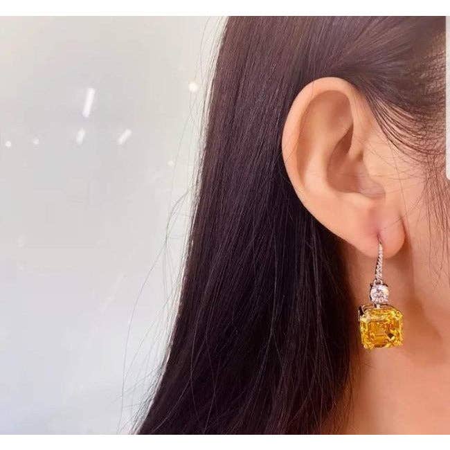 10ctw Emerald Cubic Zirconia Drop Earrings
