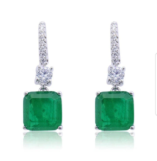 10ctw Emerald Cubic Zirconia Drop Earrings
