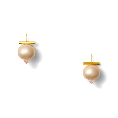 Champagne + Tourmaline Pebble Dot Earrings