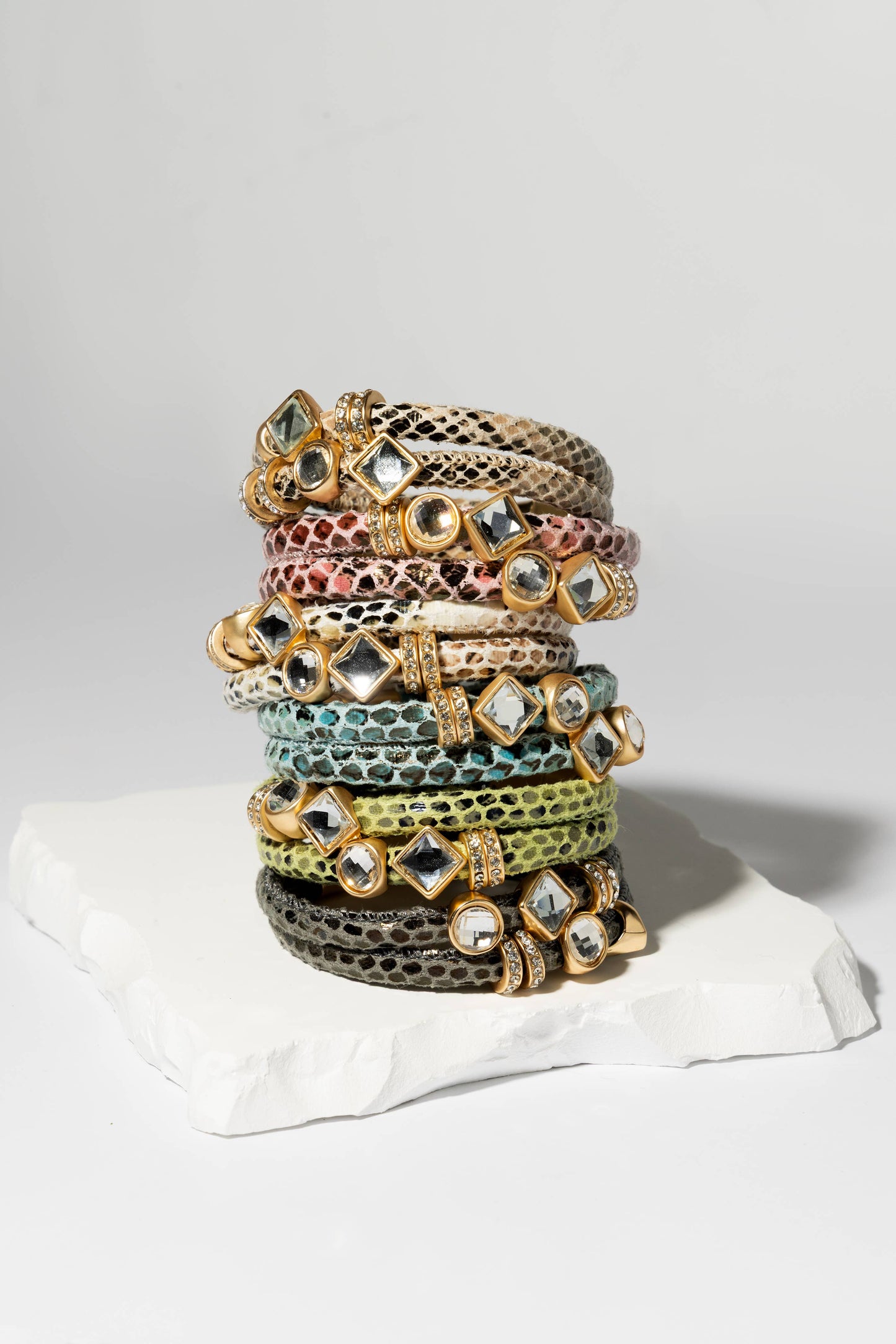 Bling Charm Leather Scale Bracelet