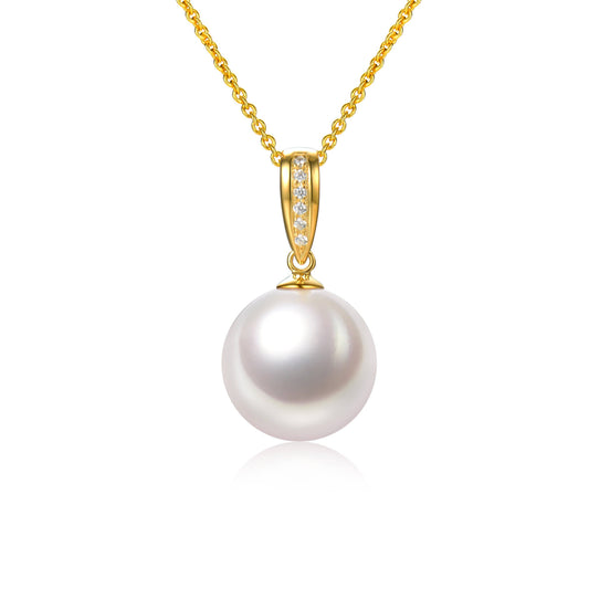 Classic Diamond & Pearl Pendant Necklace, 18k Gold