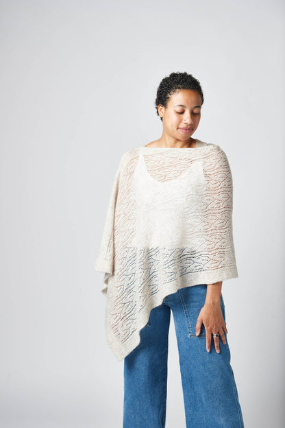 'Tuscan Wedding Poncho', Mohair Blend in Off White