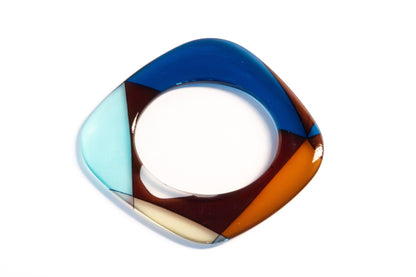 Navy, Caramel & Mint Abstract Acrylic Flat Bangle
