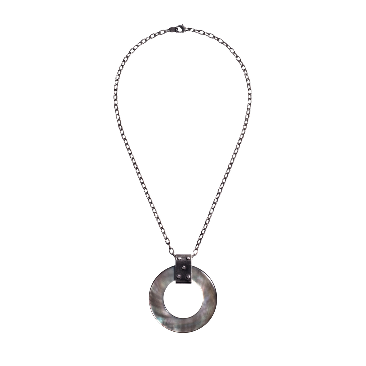 Long Mother of Pearl Pendant Necklace with Gemstones