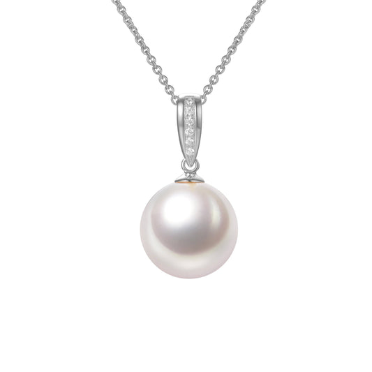 Classic Diamond & Pearl Pendant Necklace, 18k Gold