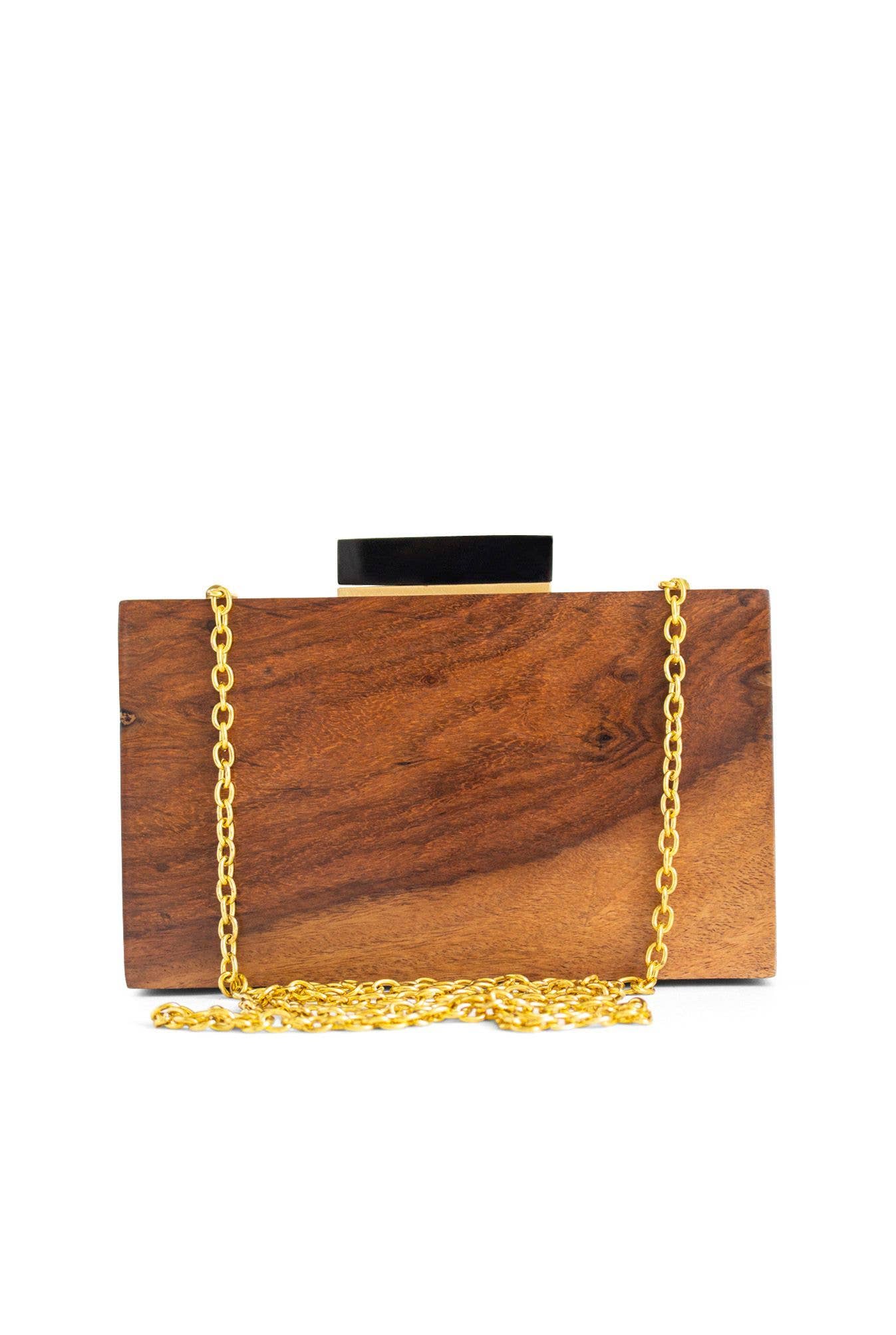 Carved Wooden Clutch Bag