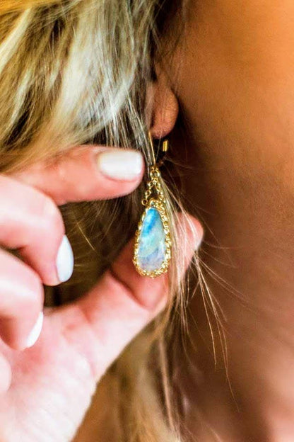Fallen Leaf Earrings in Turquoise & Gold