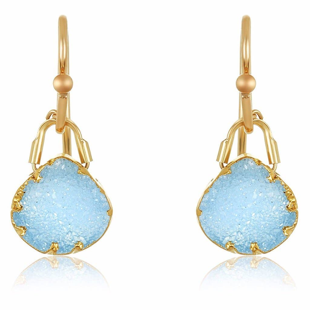 Romeo Blue Geode Earrings, Gold-Filled