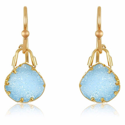 Romeo Blue Geode Earrings, Gold-Filled