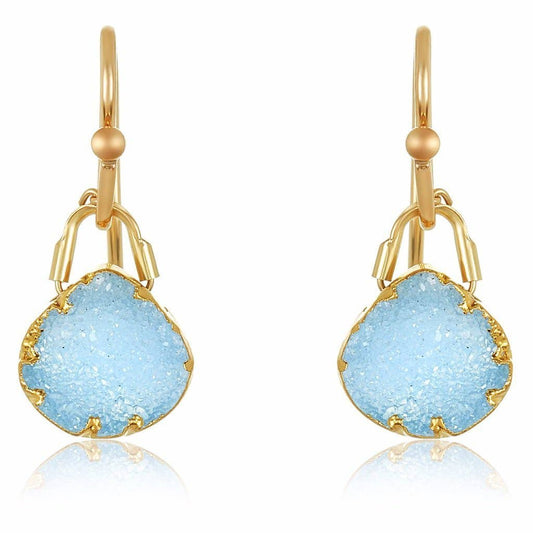 Romeo Blue Geode Earrings, Gold-Filled