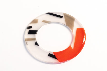 Red, Black & White Geometric Acrylic Flat Bangle